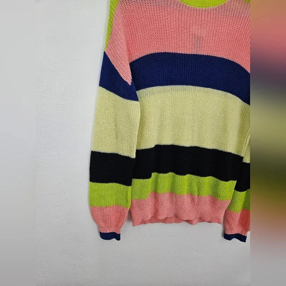 Abound striped colorblock knit sweater crew neck multicolor size small NWT - Picture 4 of 7